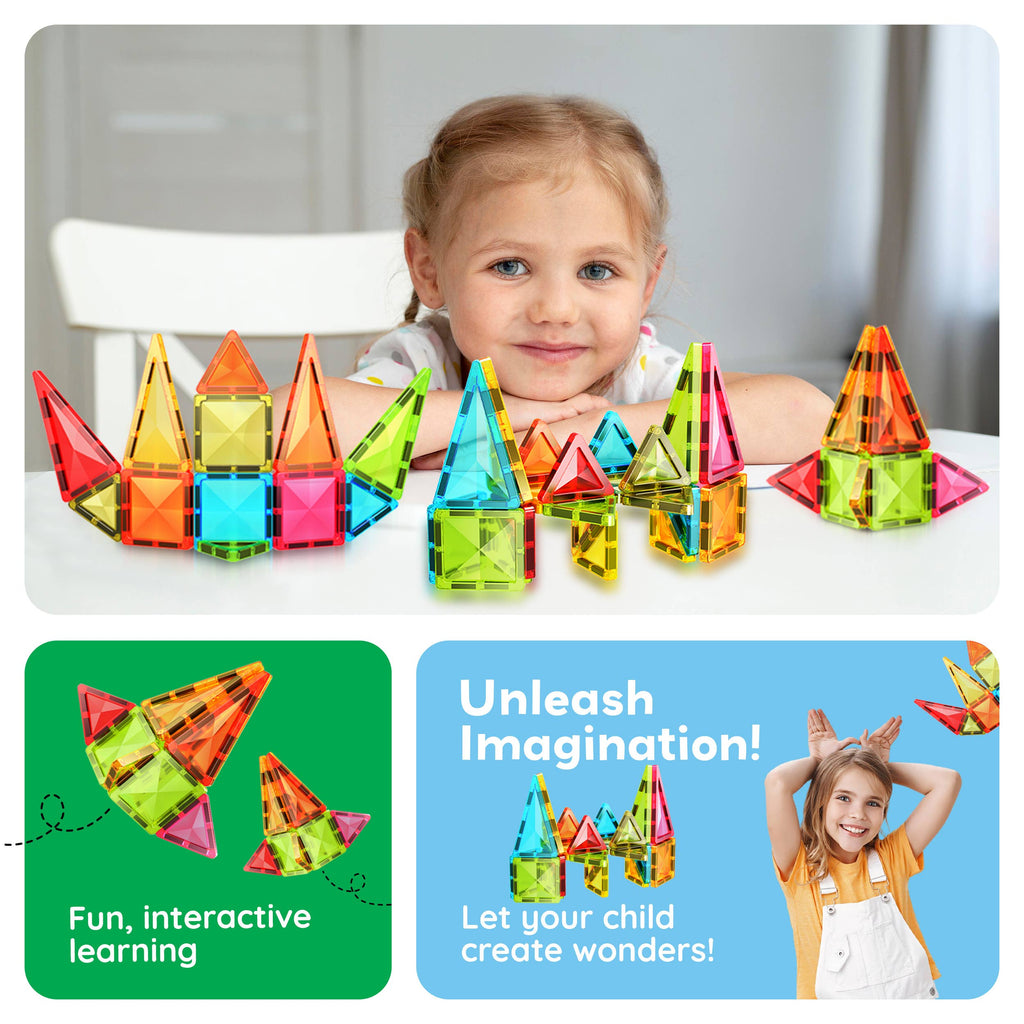 PicassoTiles 24pc Travel Size Magnetic Tile Building Set