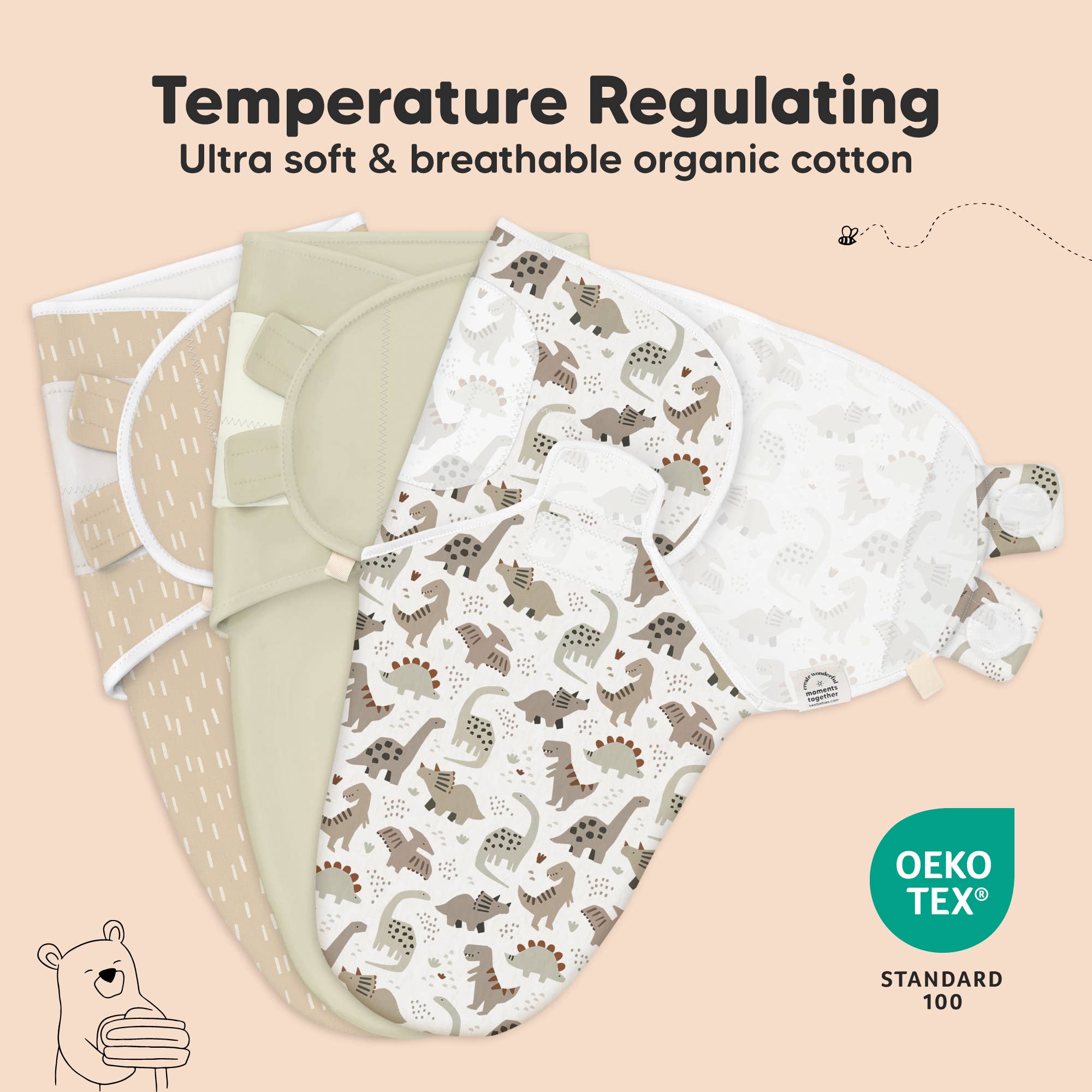 3pk Soothe Baby Swaddles 0-3 Months, Sleep Sack for Newborns