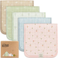 KeaBabies 5pk Lumi Muslin Burp Cloths for Baby Boys, Girls