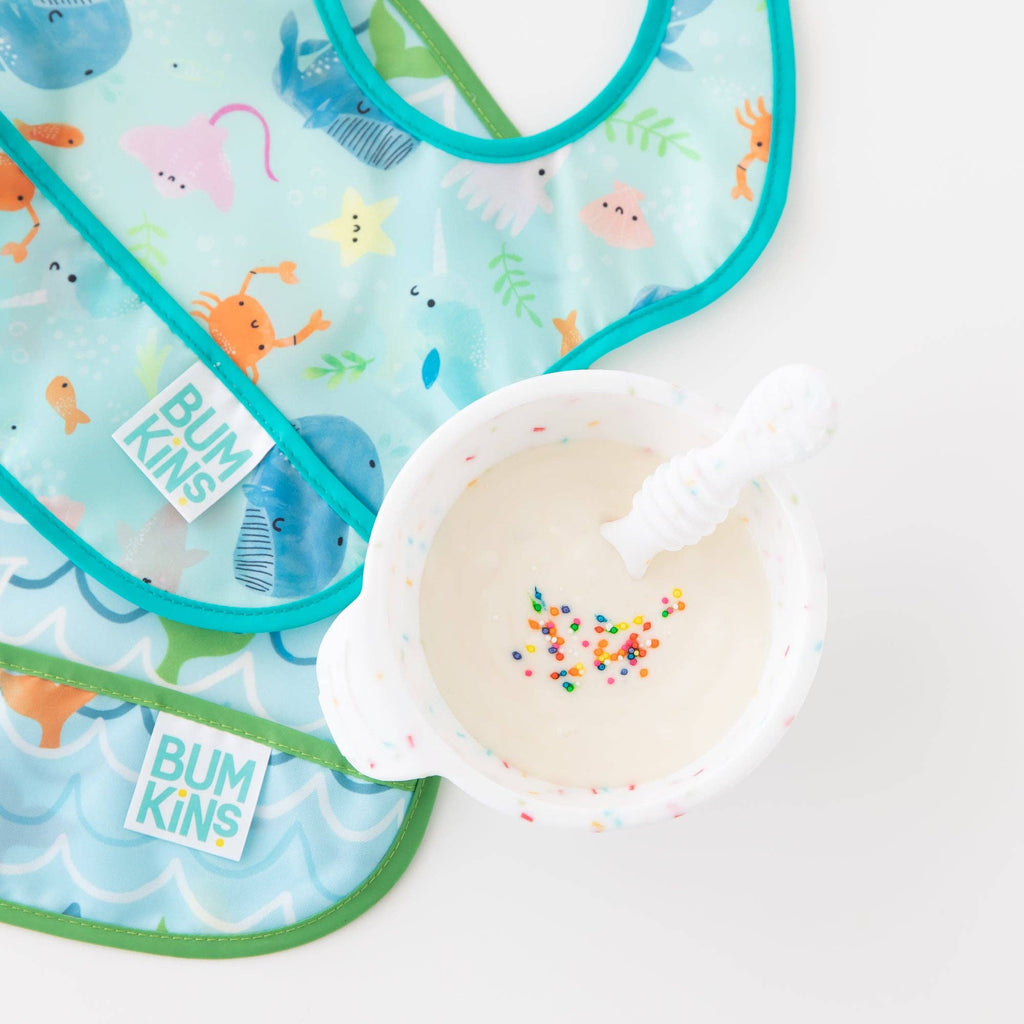 Starter Bib 2 Pack: Ocean Life & Whale Tail