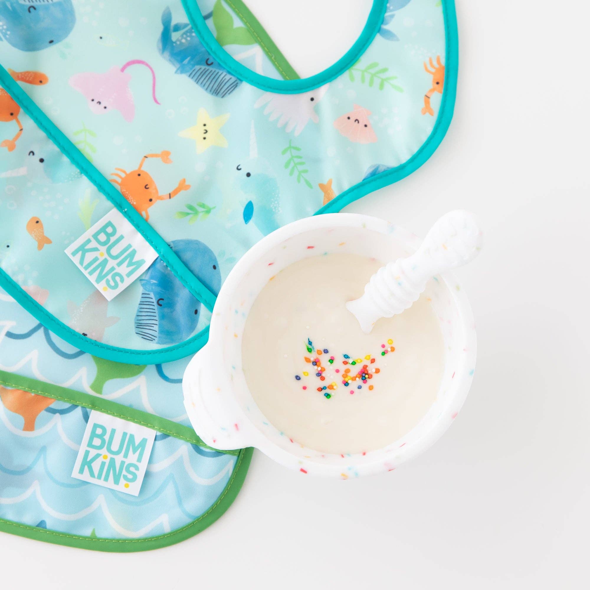 Starter Bib 2 Pack: Ocean Life & Whale Tail