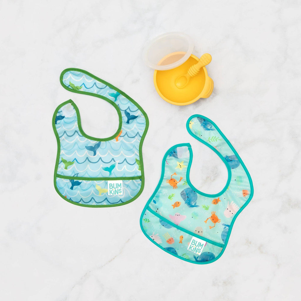 Starter Bib 2 Pack: Ocean Life & Whale Tail