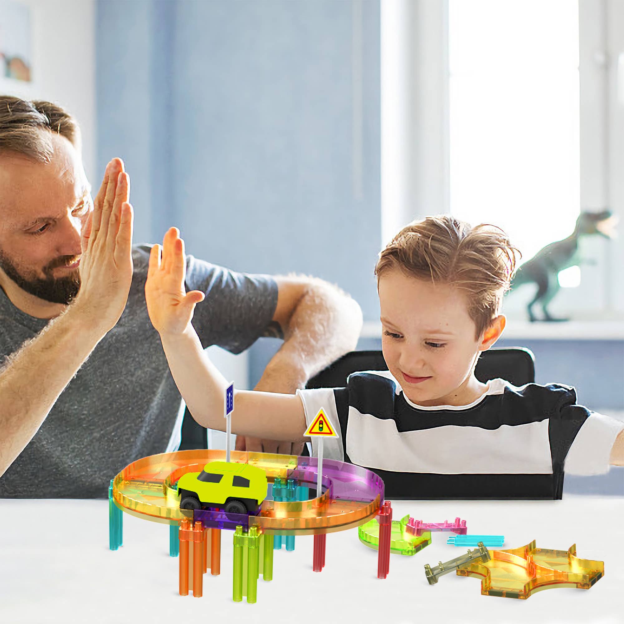 PicassoTiles 40pc Travel Size Magnetic Tile Race Track Set