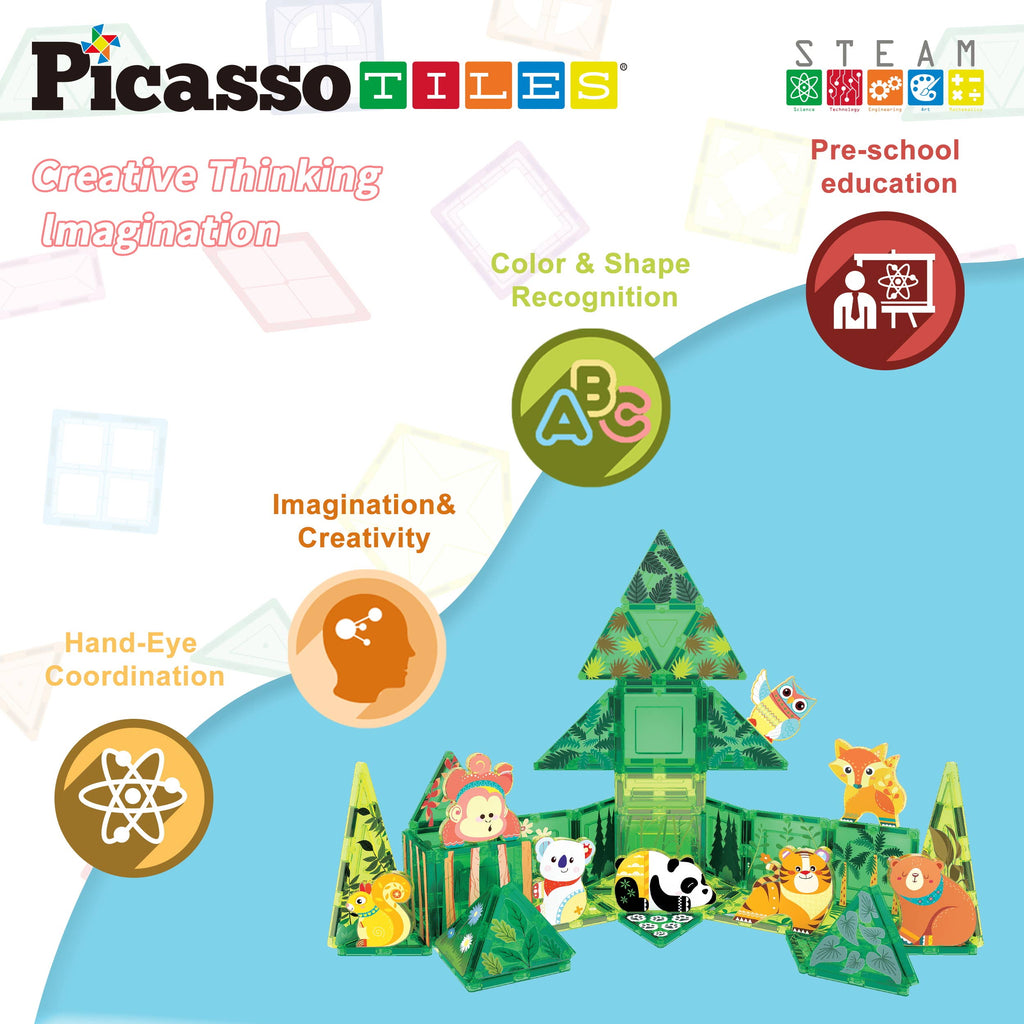 PicassoTiles 8pc Forest Animal  Magnetic Action Figures