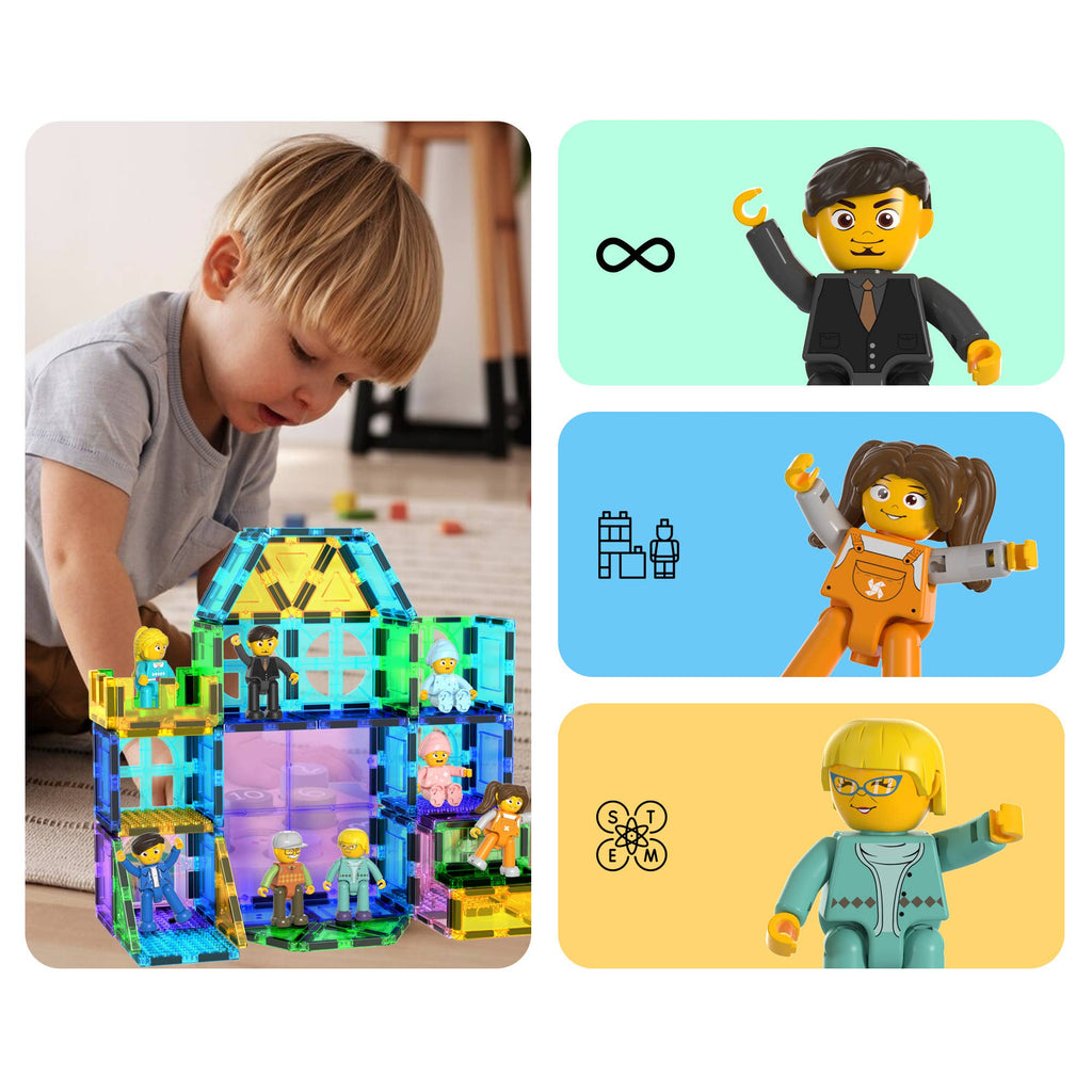 PicassoTiles 8pc Magnetic Family Figurine Toy Set