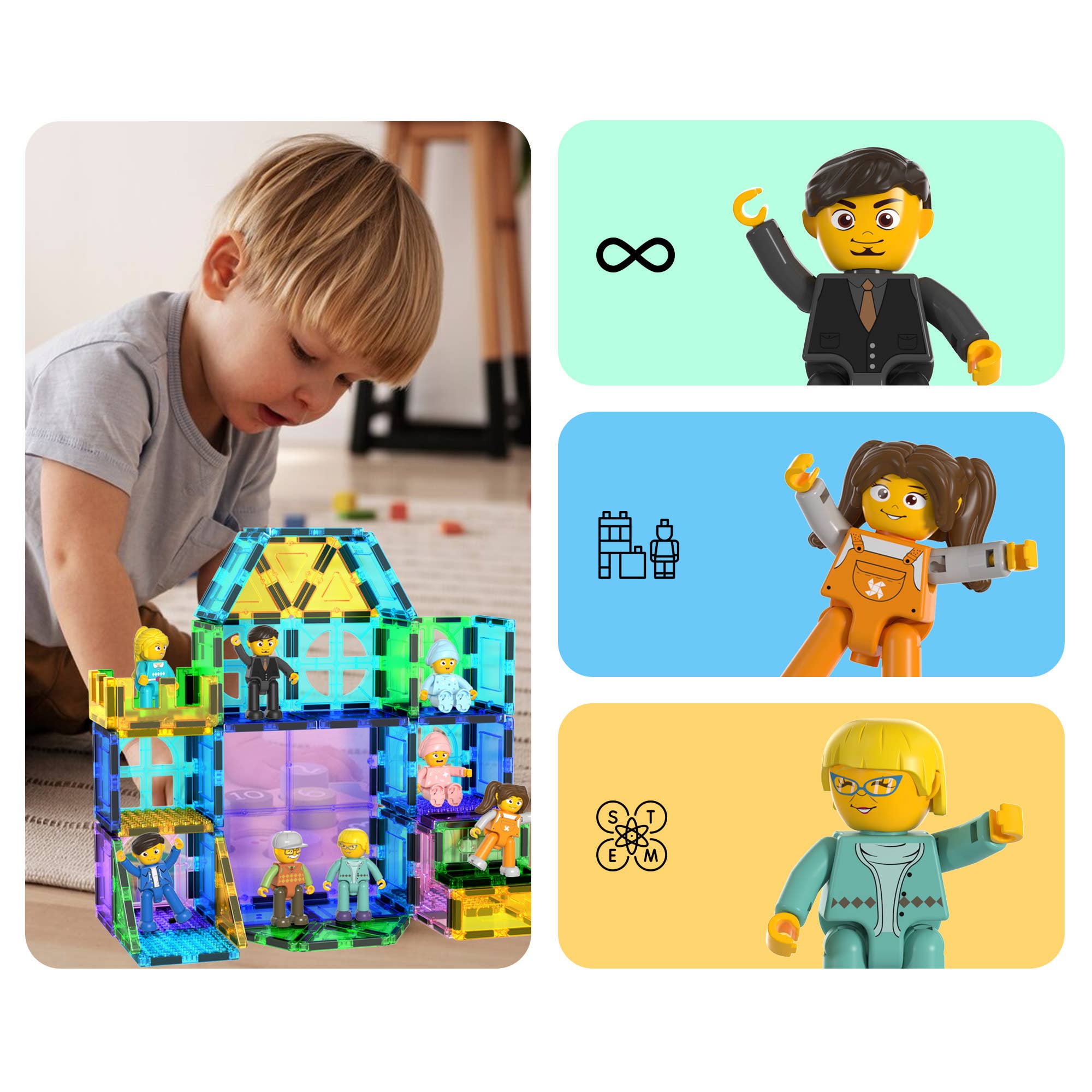 PicassoTiles 8pc Magnetic Family Figurine Toy Set