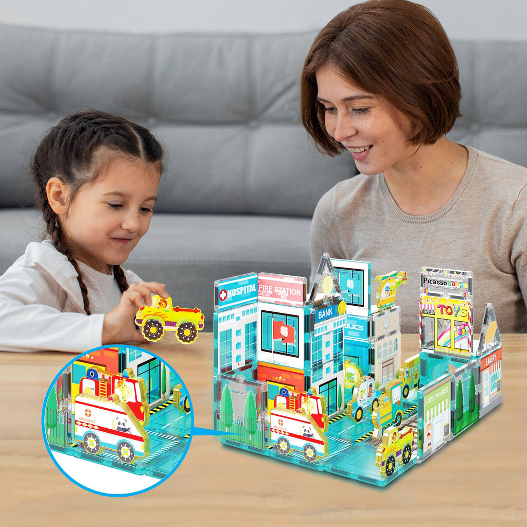 PicassoTiles 8pc Metro City Magnetic Action Figures