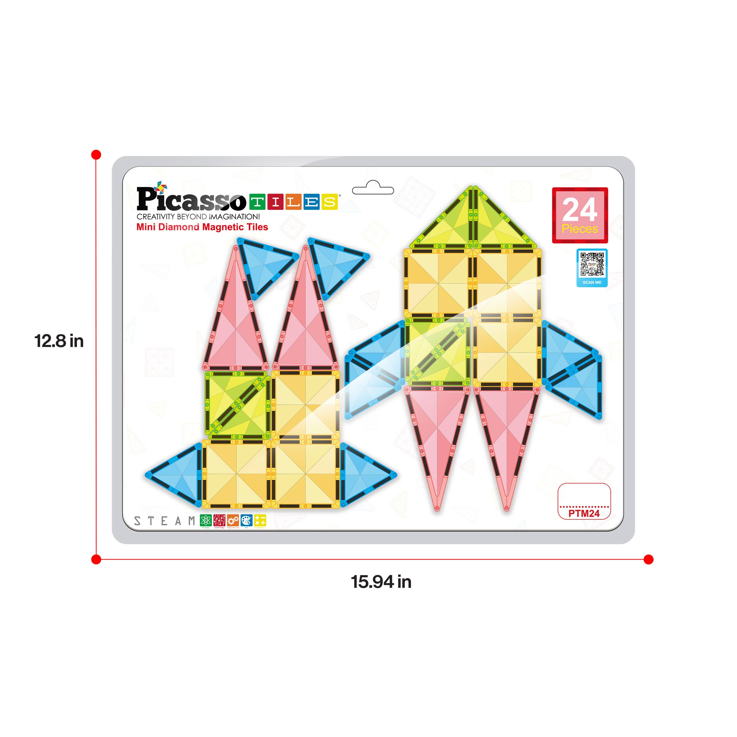PicassoTiles 24pc Travel Size Magnetic Tile Building Set