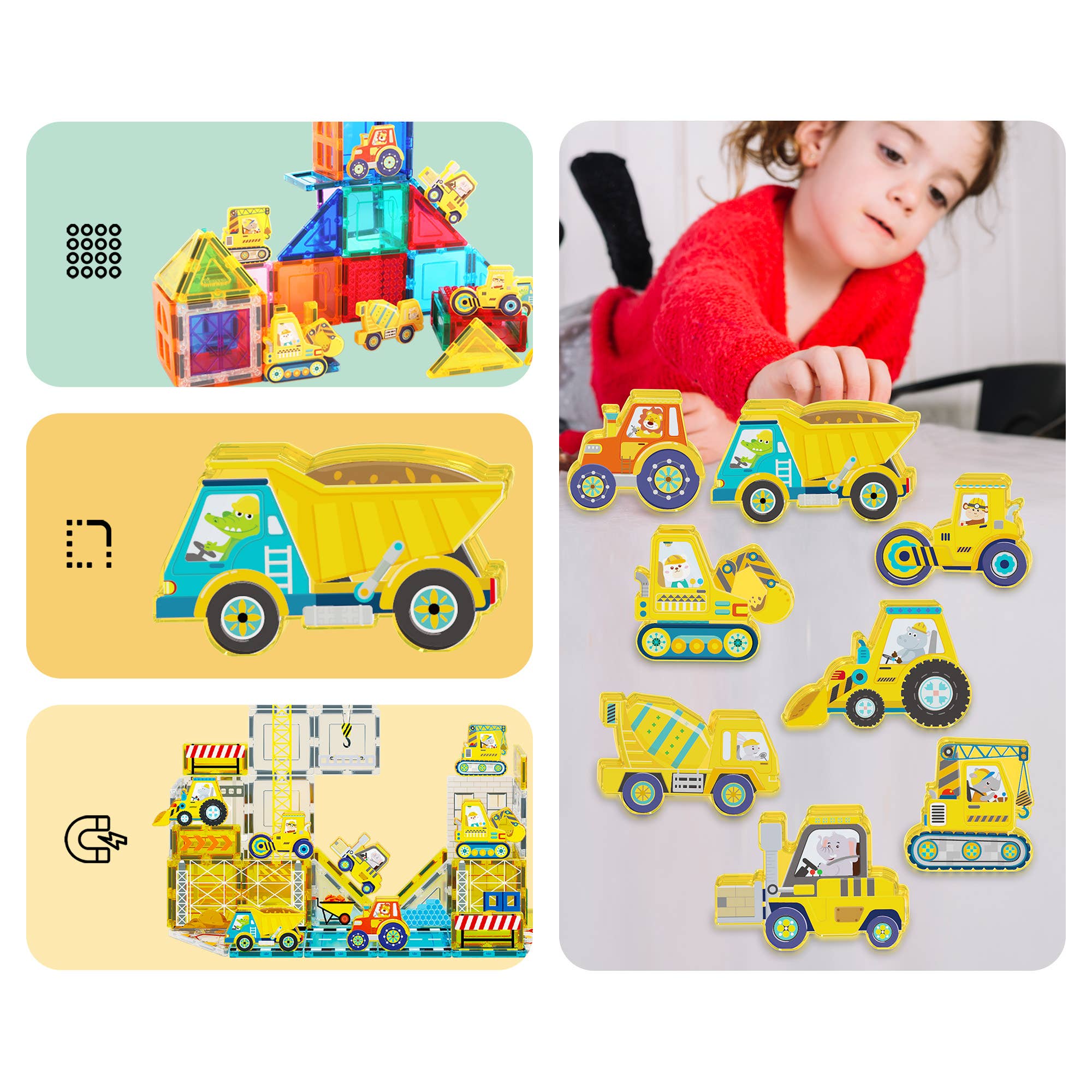PicassoTiles 8pc Construction Magnetic Action Figures