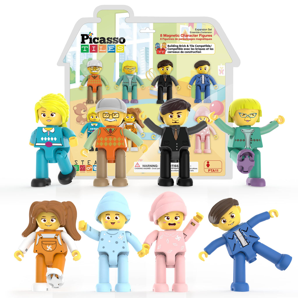PicassoTiles 8pc Magnetic Family Figurine Toy Set