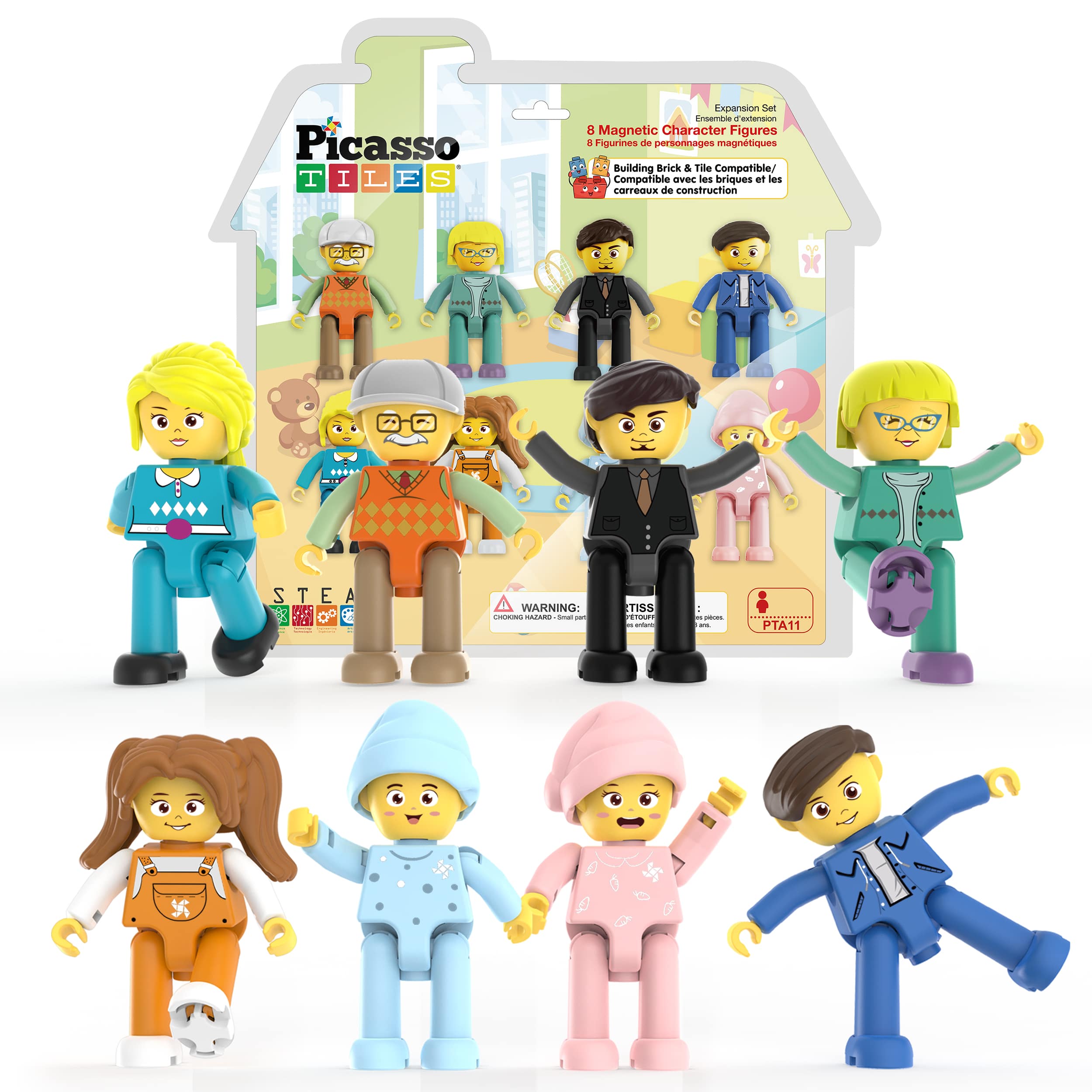 PicassoTiles 8pc Magnetic Family Figurine Toy Set