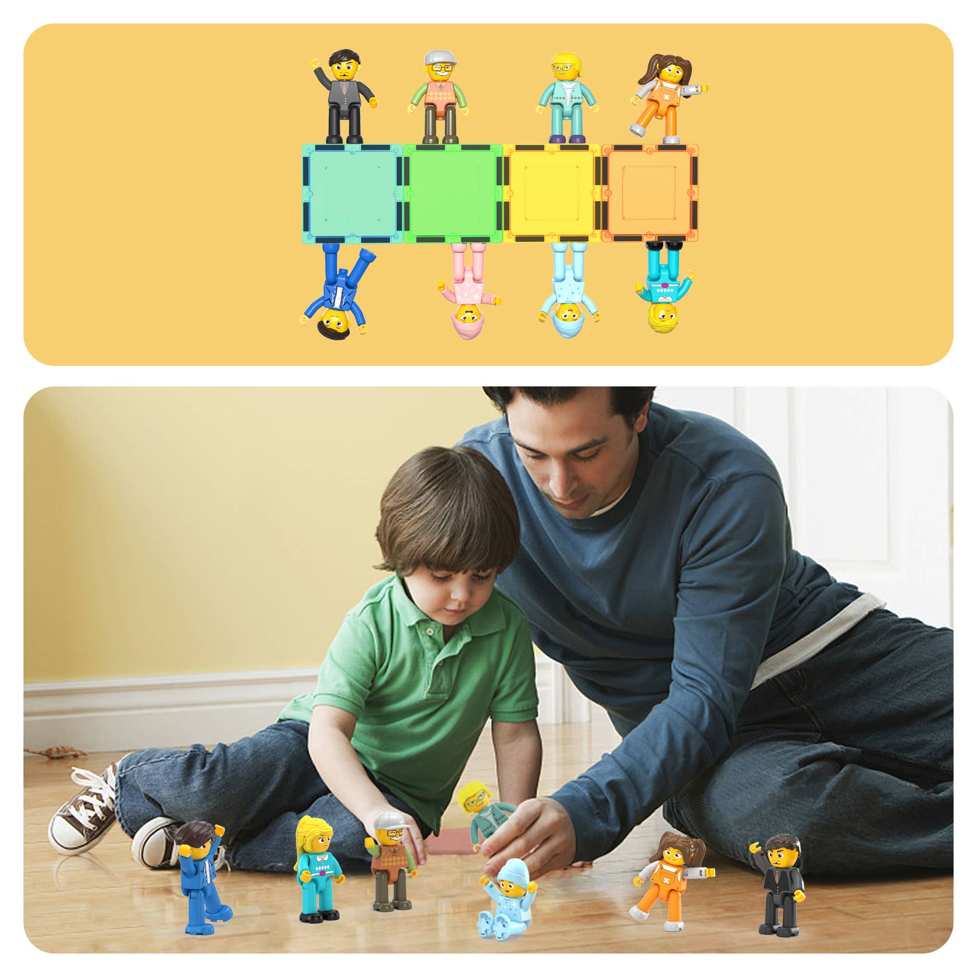 PicassoTiles 8pc Magnetic Family Figurine Toy Set