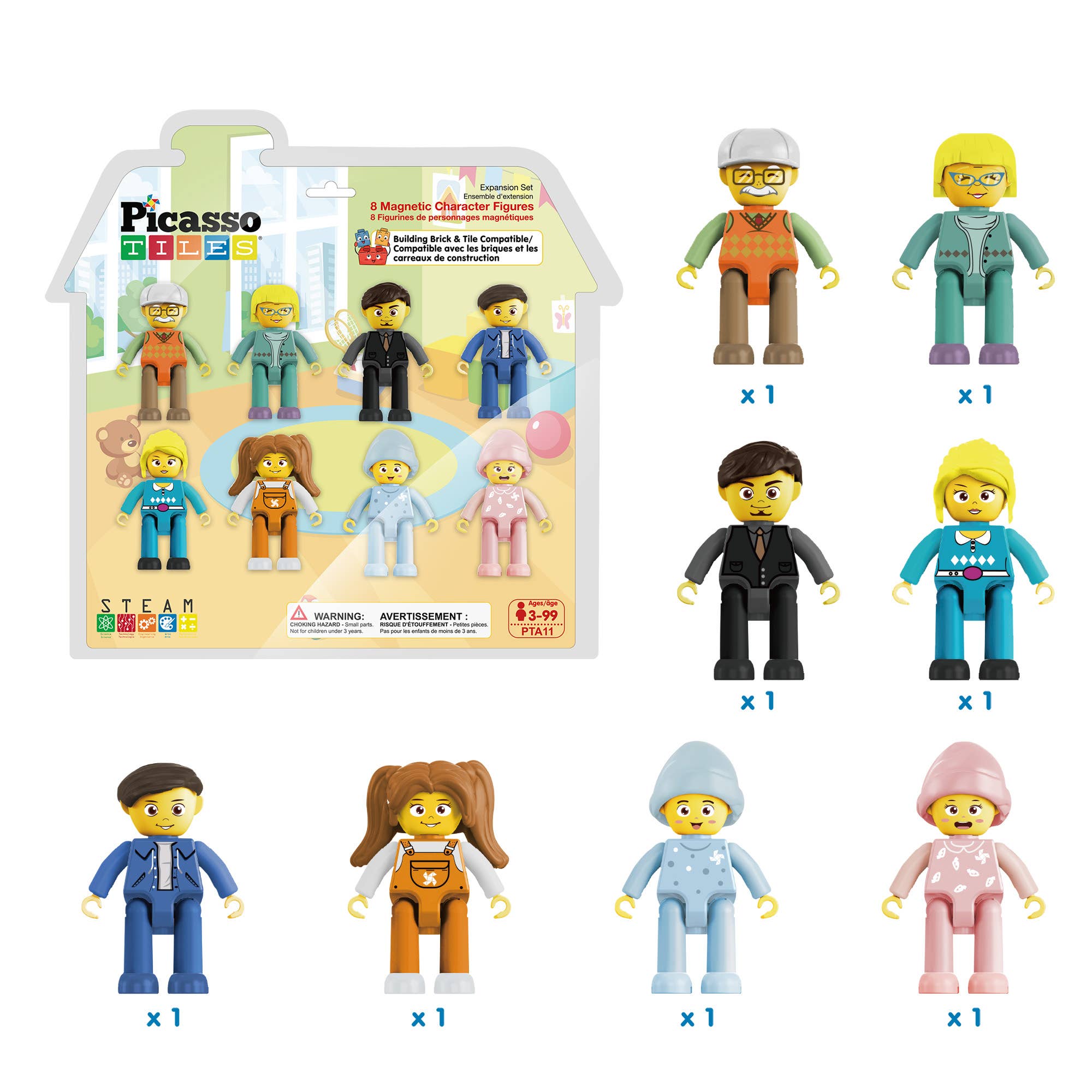 PicassoTiles 8pc Magnetic Family Figurine Toy Set