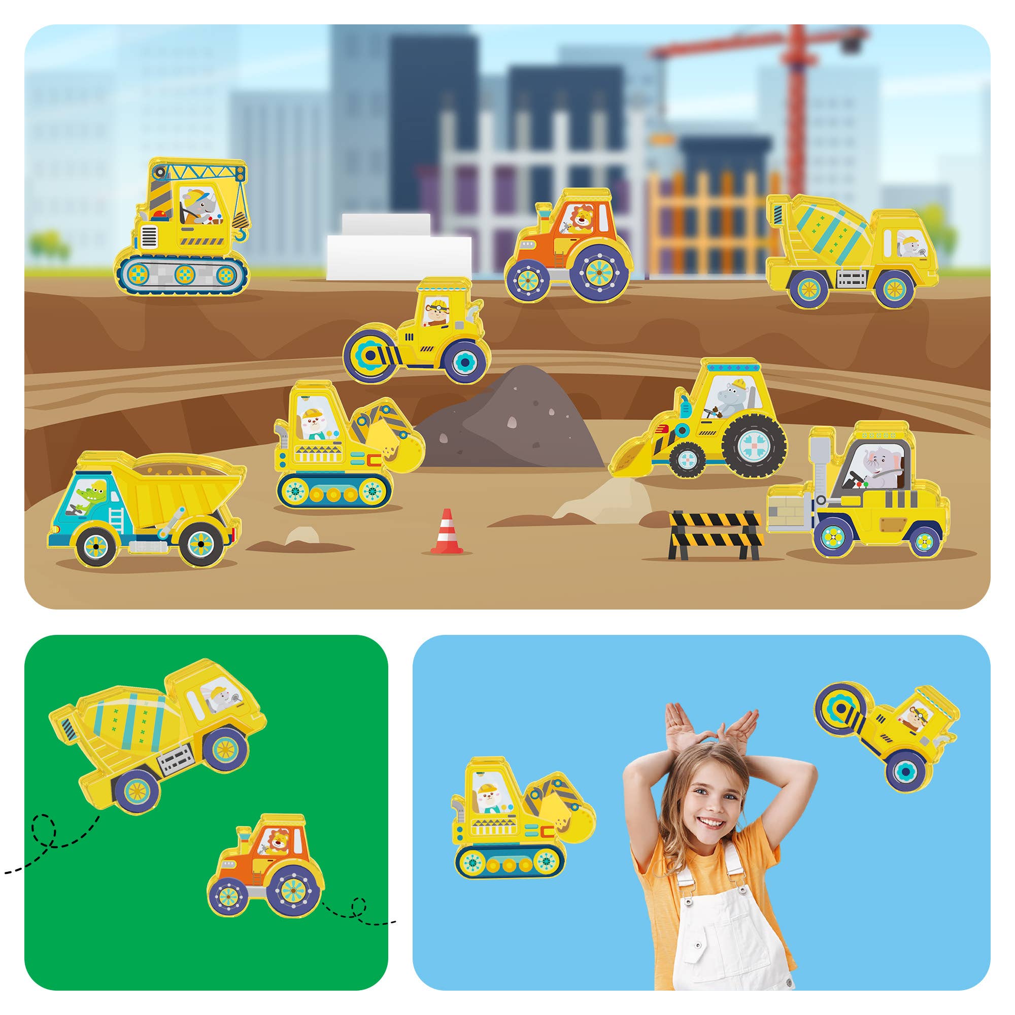 PicassoTiles 8pc Construction Magnetic Action Figures