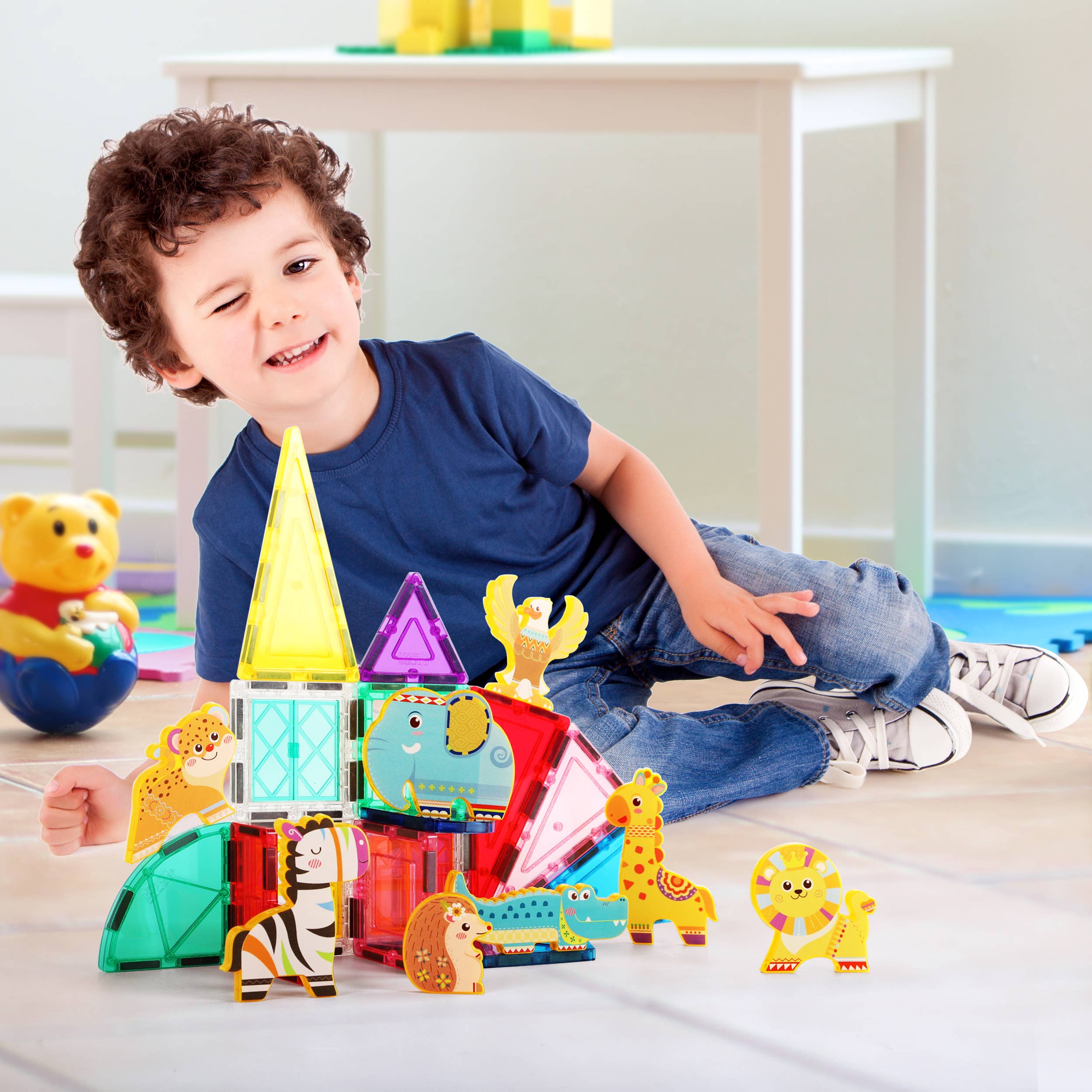 PicassoTiles 8pc Safari Animal Magnetic Action Figures
