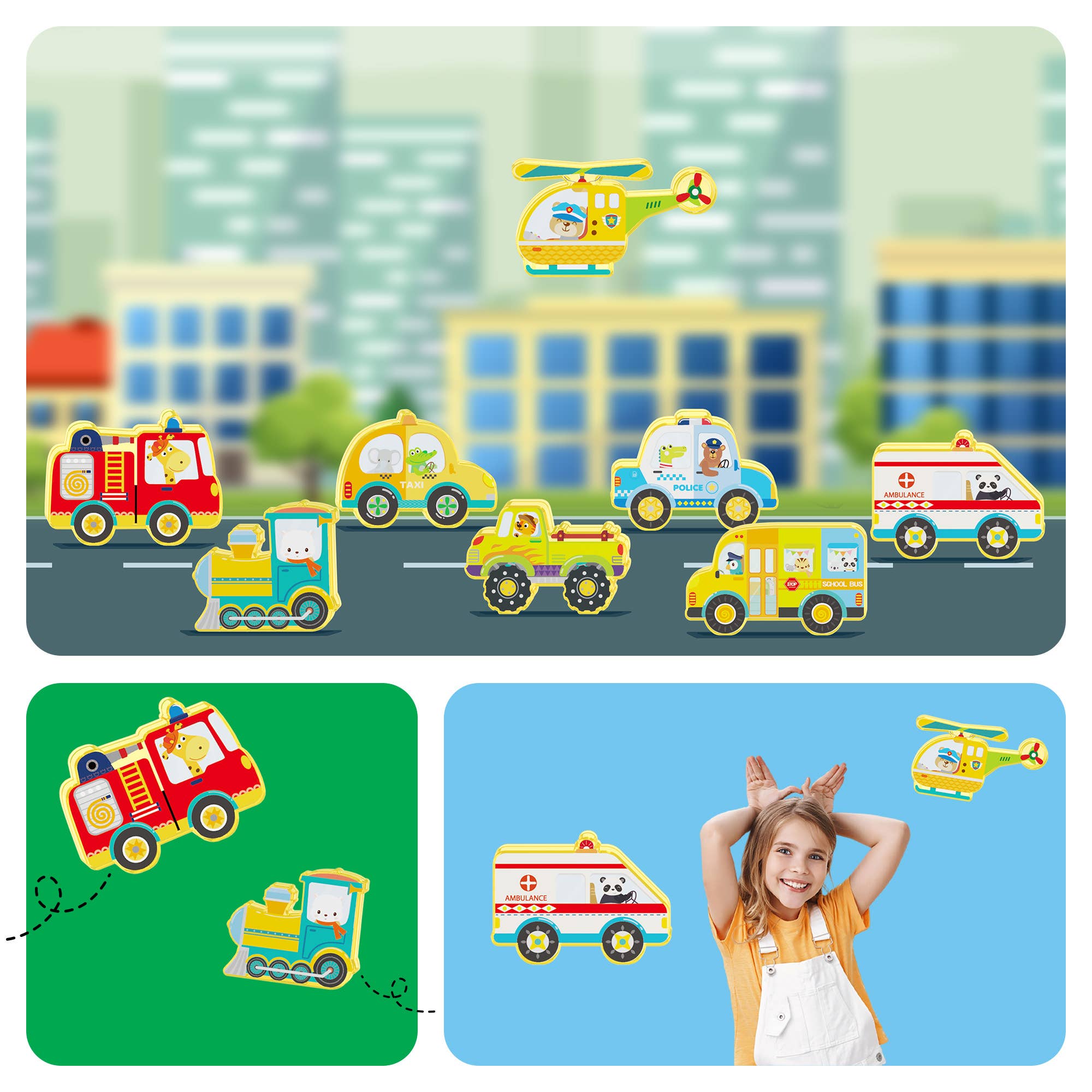 PicassoTiles 8pc Metro City Magnetic Action Figures