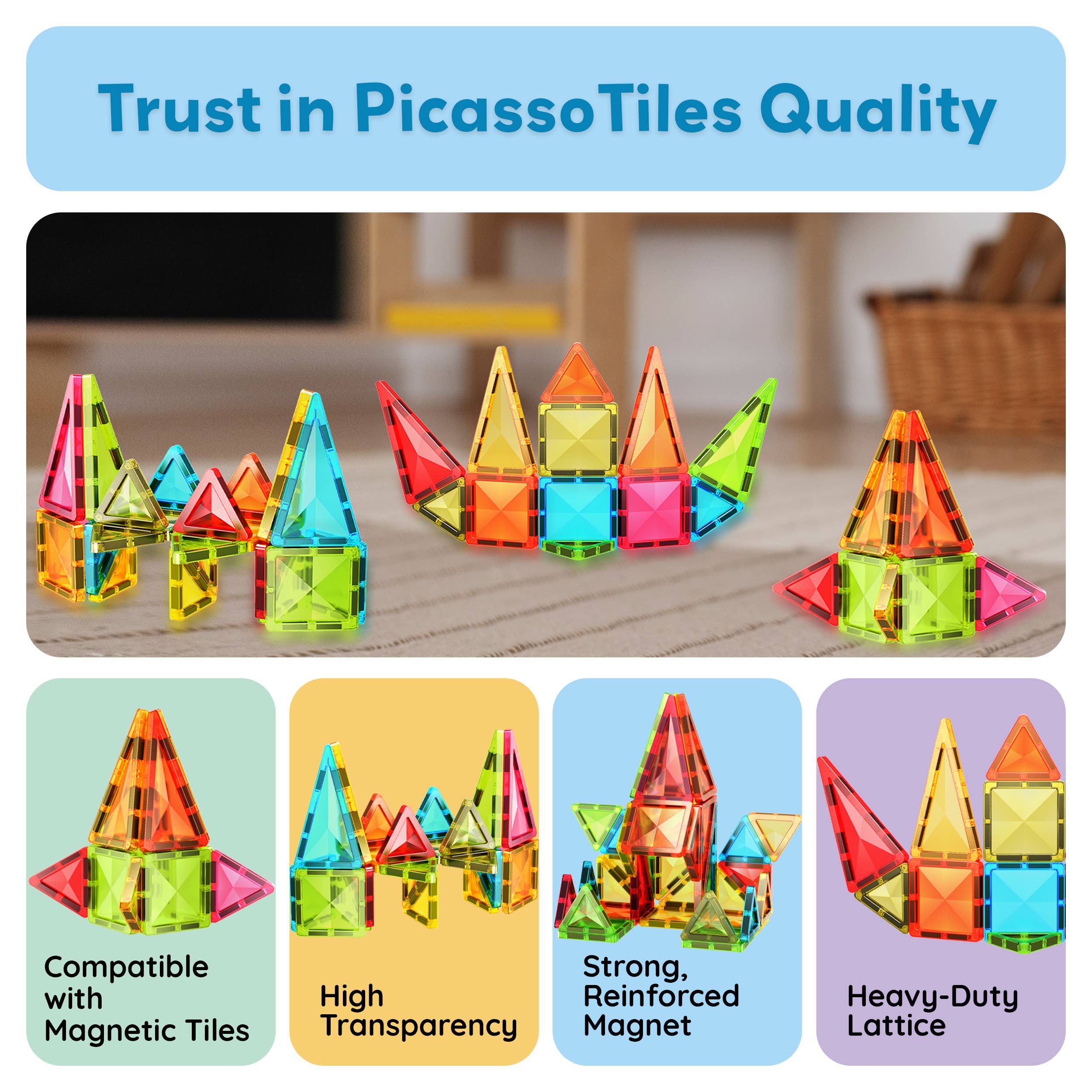 PicassoTiles 24pc Travel Size Magnetic Tile Building Set