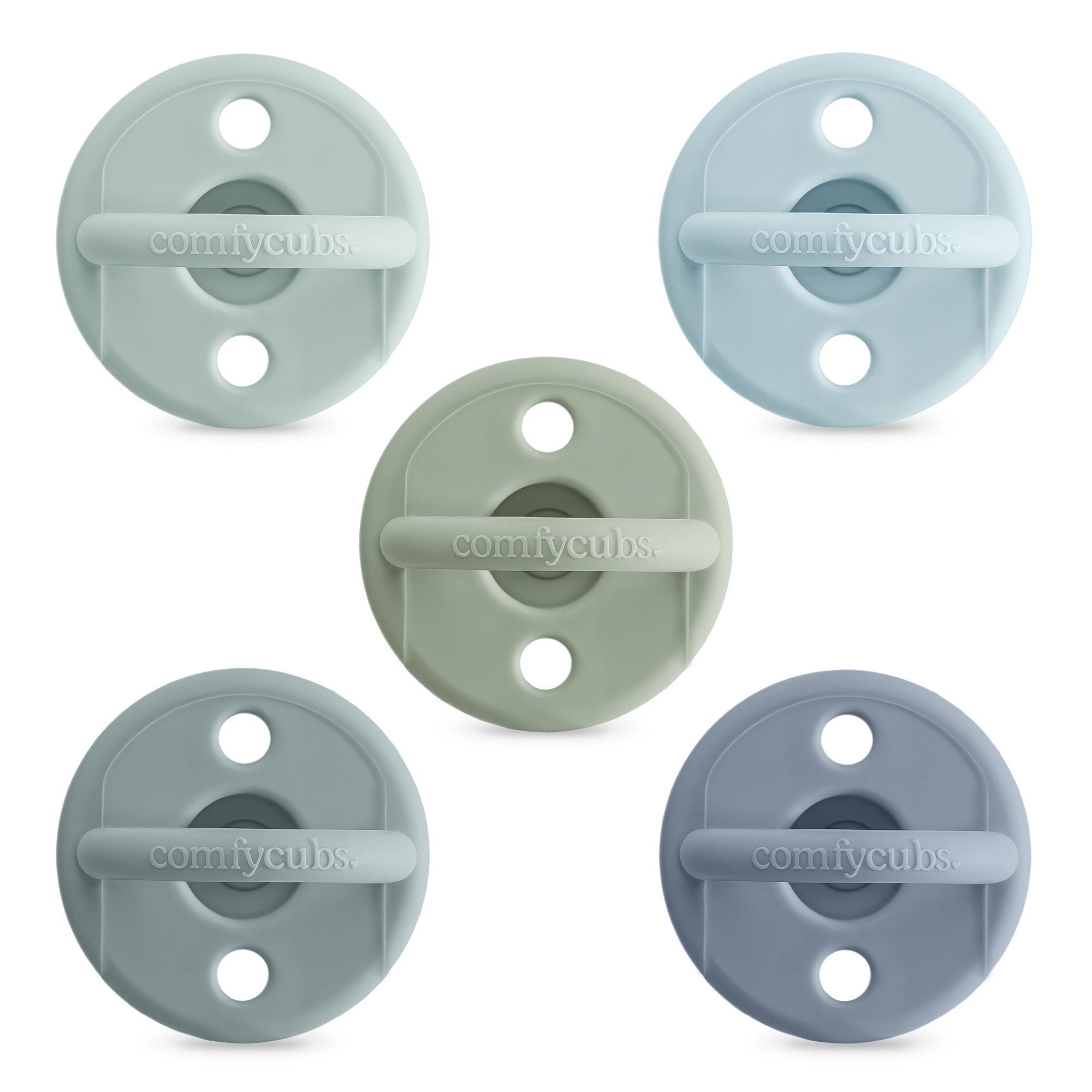 Baby Pacifier 5 Pack, 100% Food Garde Silicone by Comfy Cubs