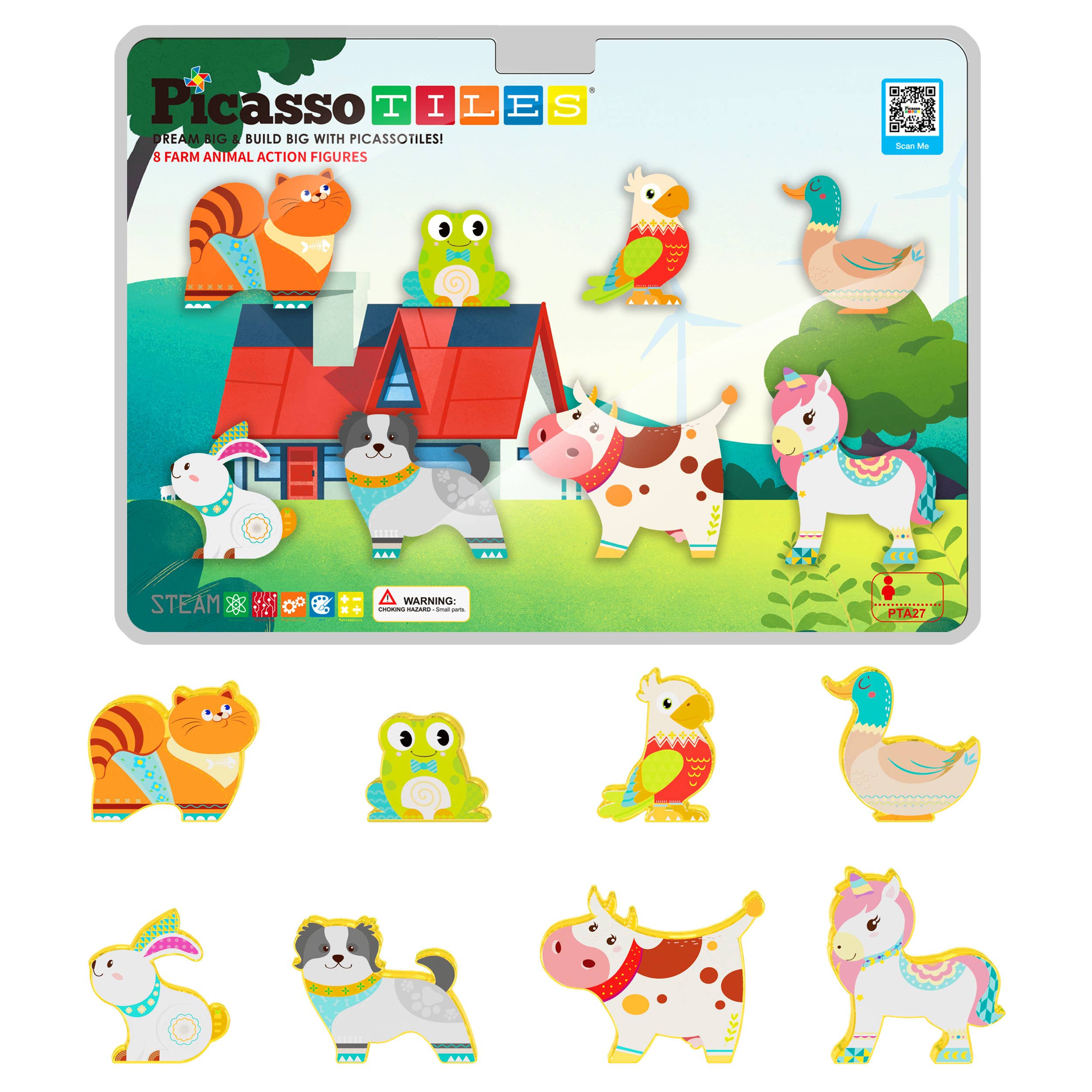 PicassoTiles 8pc Farm Animal Magnetic Action Figures