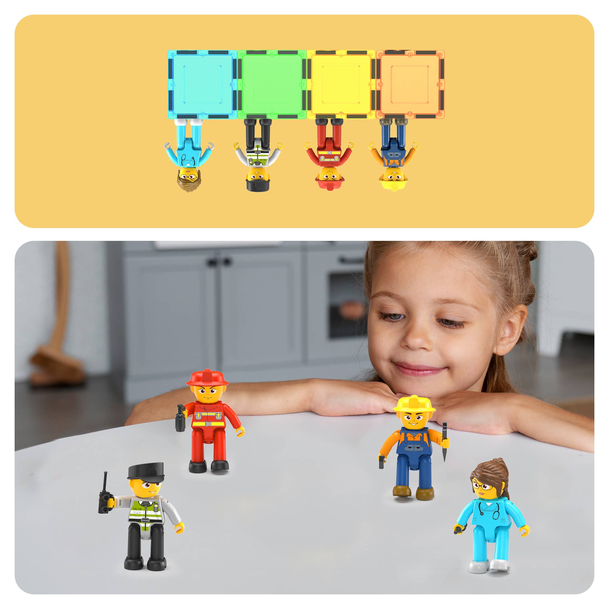 PicassoTiles 4pc City Builder Magnetic Action Figures