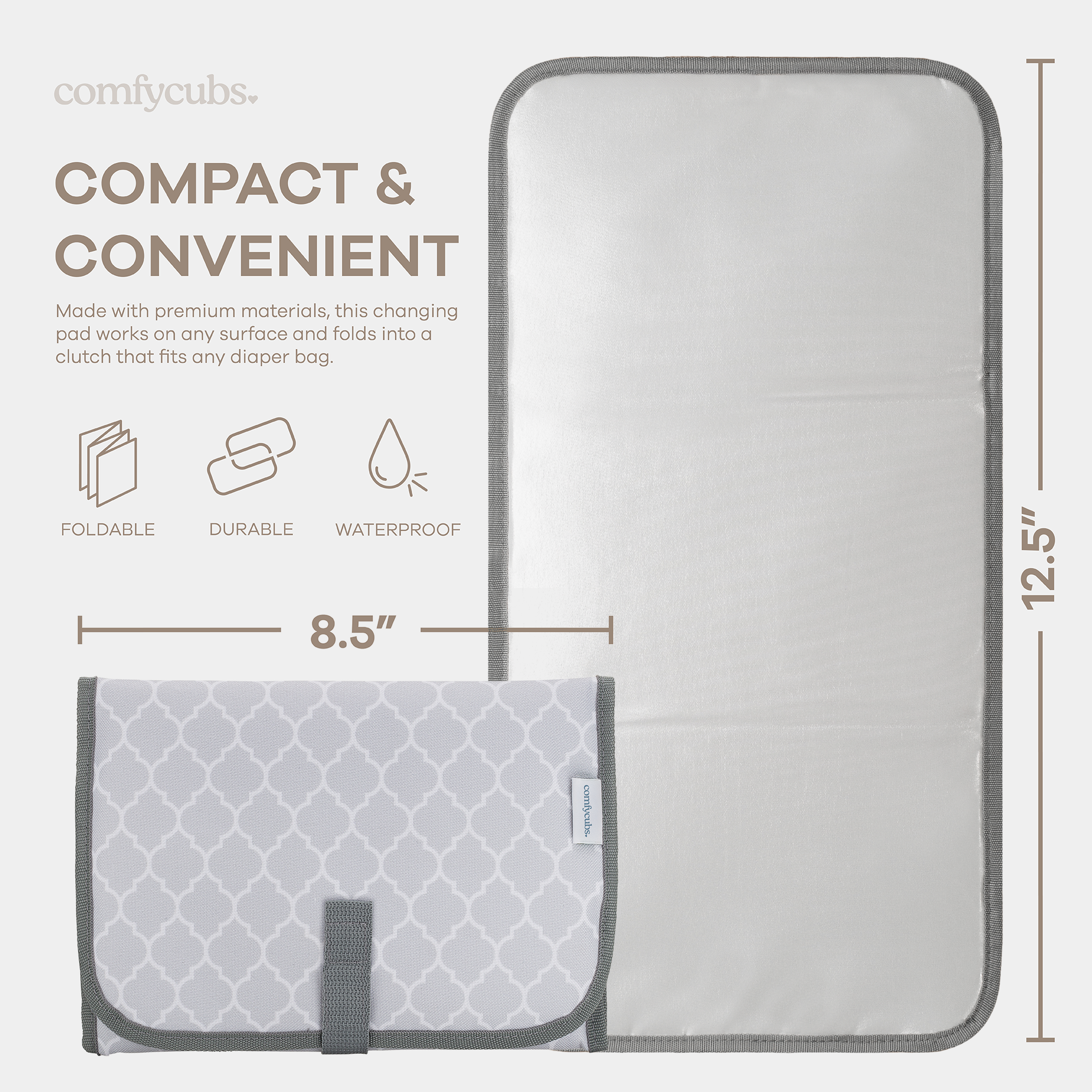 Baby Changing Pad Large Size, Waterproof Mat by Comfy Cubs