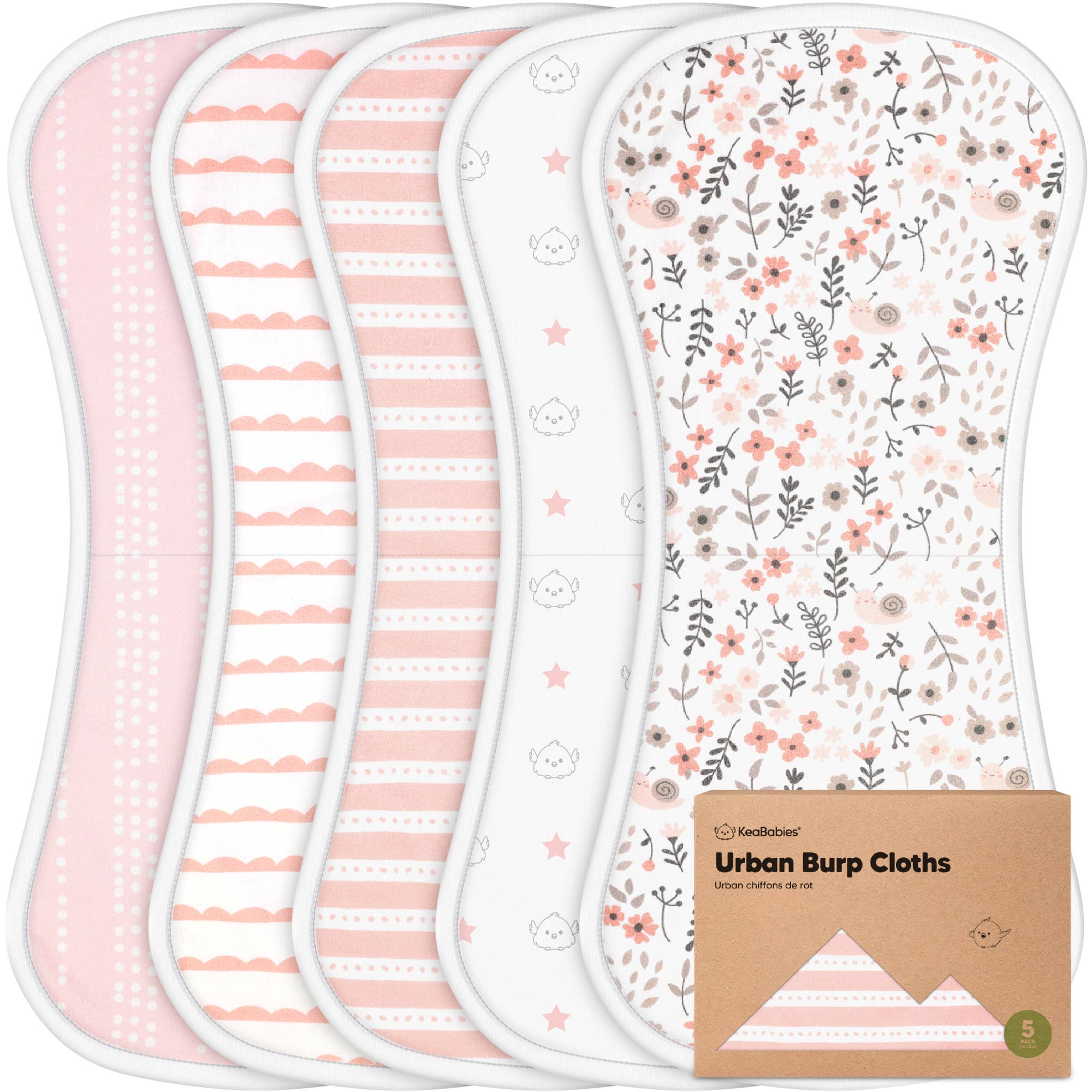 KeaBabies 5-Pack Urban Burp Cloths