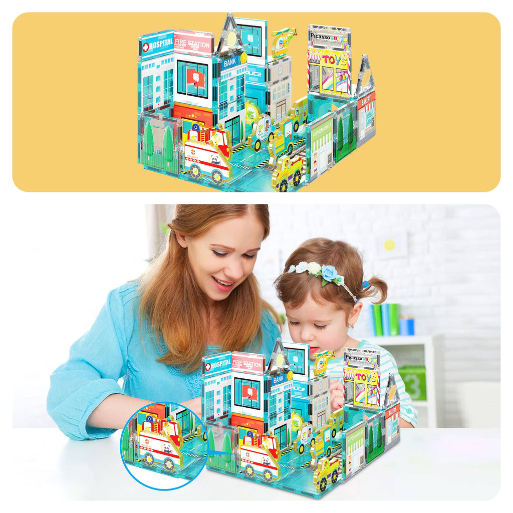 PicassoTiles 8pc Metro City Magnetic Action Figures