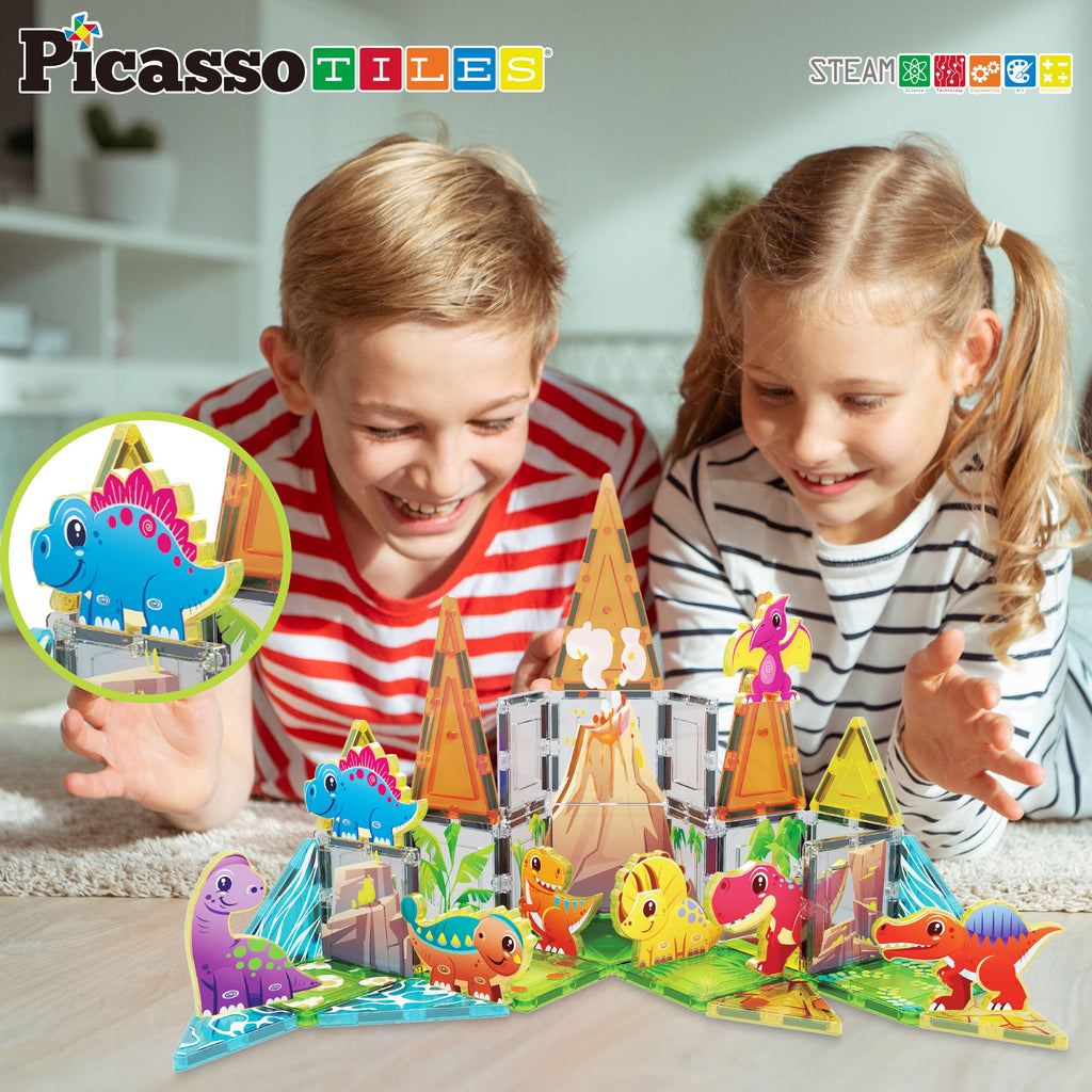 PicassoTiles 8pc Dinosaur Magnetic Action Figures